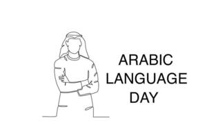 An Arab man celebrates Arabic Language Day vector