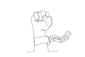 A concept of chained hands vector