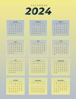 2024 calendar template Vector Design
