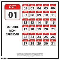 octubre calandrar icono vector