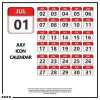 july calender icon vector