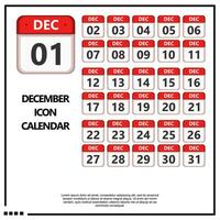 diciembre calandrar icono vector