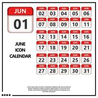 junio calandrar icono vector