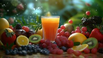 Juice and healthy fruits photo