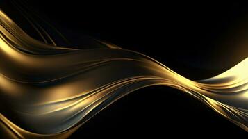 Black background and golden waves and bubbles photo