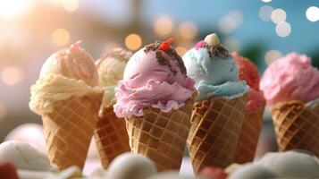 Ice cream with fruits photo