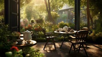 Beautifull garden in the morning photo