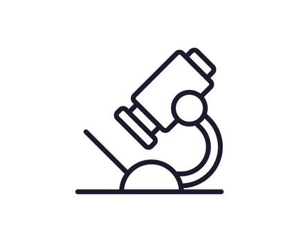 Healthcare concept. Vector sign drawn in line style for web sites, UI, apps, shops, stores, adverts. Editable stroke. Vector line icon of microscope