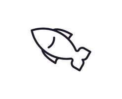 Farm and agriculture sign. Editable stroke drawn with black thin line. Perfect for web sites, UI, adverts, stores, shops. Trendy vector icon of fish