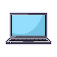 Laptop with Blank Screen Vibrant Flat Picture. Perfect for different cards, textile, web sites, apps vector