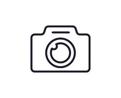 Camera concept. Single premium editable stroke pictogram perfect for logos, mobile apps, online shops and web sites. Vector symbol isolated on white background.