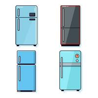 Refrigerator Flat Illustrations Collection. Perfect for different cards, textile, web sites, apps vector