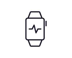 Sport, fitness and weight loss concept. Trendy sign drawn in line style. Perfect for web sites, apps, UI, adverts. Editable stroke. Vector line icon of fitness watch