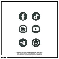 logo social media facebook, tiktok, youtube, telegram, whatapps vector