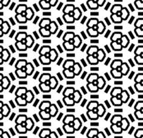 Black and white seamless abstract pattern. Background and backdrop. Grayscale ornamental design. Mosaic ornaments. Vector graphic illustration.