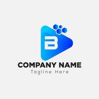 Play Button Logo On Letter B Template. Play icon On B Letter, Initial Play Sign Concept vector