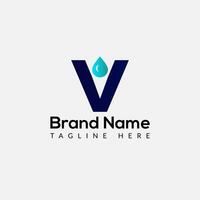 Drop Logo On Letter V Template. Drop On V Letter, Initial Water Drop Sign Concept vector
