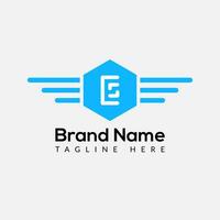 Wing Logo On Letter E Template. Wing On E Letter, Initial Wing Sign Concept Template vector