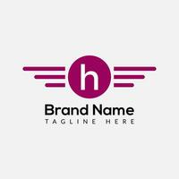 Wing Logo On Letter H Template. Wing On H Letter, Initial Wing Sign Concept Template vector