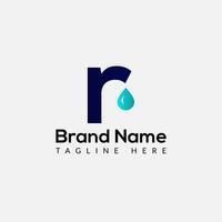 Drop Logo On Letter R Template. Drop On R Letter, Initial Water Drop Sign Concept vector