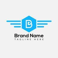 Wing Logo On Letter B Template. Wing On B Letter, Initial Wing Sign Concept Template vector