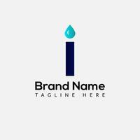 Drop Logo On Letter I Template. Drop On I Letter, Initial Water Drop Sign Concept vector