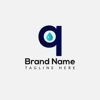 Drop Logo On Letter Q Template. Drop On Q Letter, Initial Water Drop Sign Concept vector