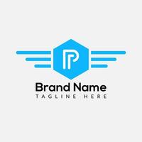 Wing Logo On Letter P Template. Wing On P Letter, Initial Wing Sign Concept Template vector