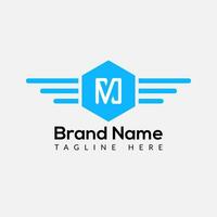 Wing Logo On Letter M Template. Wing On M Letter, Initial Wing Sign Concept Template vector