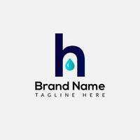 Drop Logo On Letter H Template. Drop On H Letter, Initial Water Drop Sign Concept vector