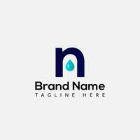 Drop Logo On Letter N Template. Drop On N Letter, Initial Water Drop Sign Concept vector