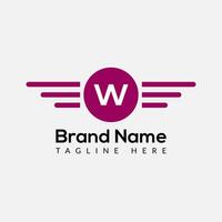 Wing Logo On Letter W Template. Wing On W Letter, Initial Wing Sign Concept Template vector