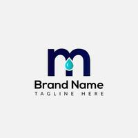Drop Logo On Letter M Template. Drop On M Letter, Initial Water Drop Sign Concept vector