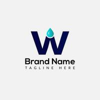 Drop Logo On Letter W Template. Drop On W Letter, Initial Water Drop Sign Concept vector
