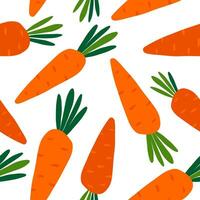 Seamless vector pattern on a white background with colorful carrots. Cartoon design.