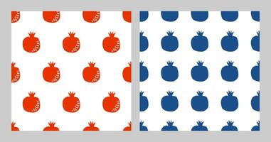 Set of minimalistic patterns with pomegranates on a white background. Vector digital illustration.