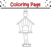 Cute Bird coloring page. black and white vector illustration for a coloring book.