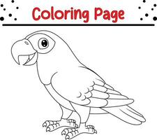 linda loro dibujos animados colorante página ilustración vector. pájaro colorante libro para niños. vector