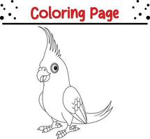 Cute cockatoo Bird cartoon coloring page illustration vector. Bird coloring book for kids. vector