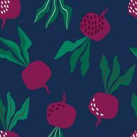 Cartoon seamless pattern with colorful beets. Texture for textiles, packaging, wallpapers. Vector illustration isolated on white background.