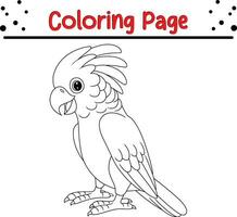 Cute cockatoo Bird cartoon coloring page illustration vector. Bird coloring book for kids. vector