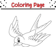 Cute Bird coloring page. black and white vector illustration for a coloring book.