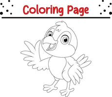 Cute Bird coloring page. black and white vector illustration for a coloring book.