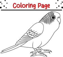 Cute parakeet cartoon coloring page illustration vector. Bird coloring book for kids. vector