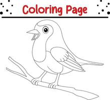 linda Robin pájaro colorante página. negro y blanco vector ilustración para un colorante libro.