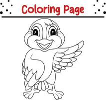 linda pájaro colorante página. negro y blanco vector ilustración para un colorante libro.