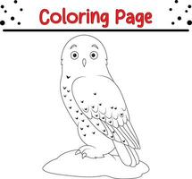 Cute owl Bird cartoon coloring page illustration vector. Bird coloring book for kids. vector