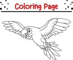 Cute Macaw Bird coloring page. black and white vector illustration for a coloring book.