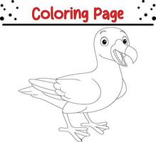 Cute Bird cartoon coloring page illustration vector. Bird coloring book for kids. vector