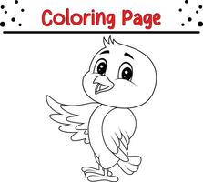 Cute Bird coloring page. black and white vector illustration for a coloring book.